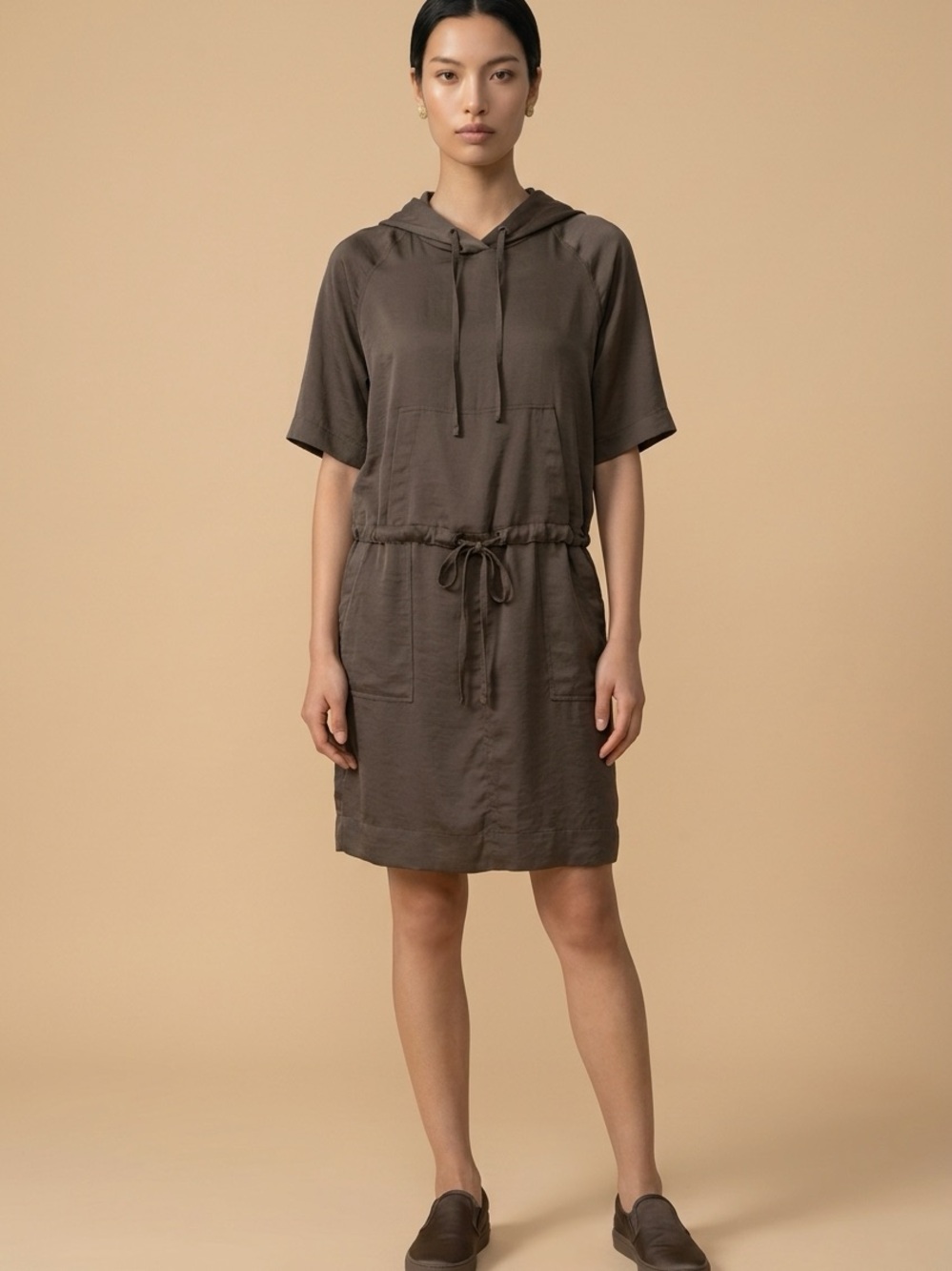 EUC Banana Republic Heritage Collection Hooded Drawstring Dress in Brown (12)